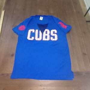 WOMEN'S CHICAGO CUBS PINK BY VICTORIA'S SECRET ROYAL MESH CAMPUS T-SHIRT S/P